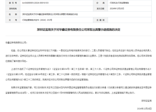 中信證券，被采取監(jiān)管措施！招商證券、華鑫證券也被點(diǎn)名