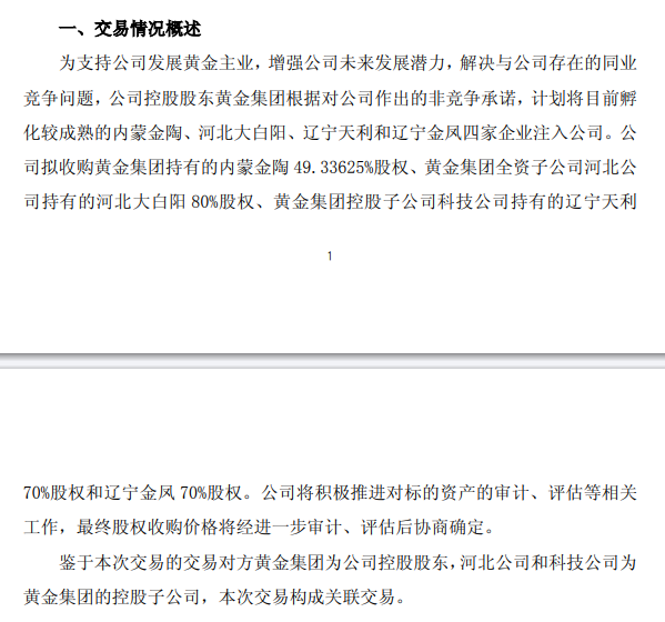 中金黃金，控股股東擬注入資產(chǎn)