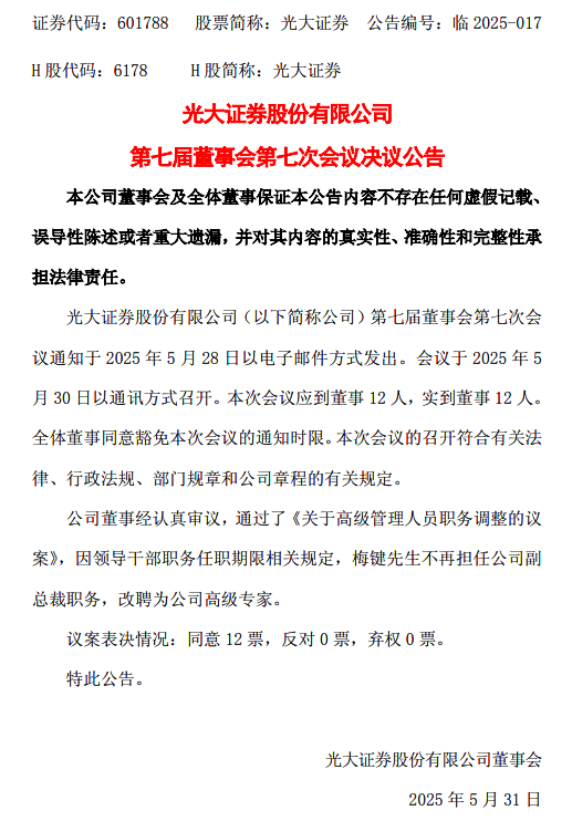 下課！光大證券副總裁