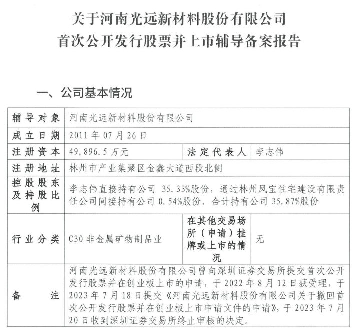 光遠(yuǎn)新材重啟IPO！已接受國泰海通輔導(dǎo)