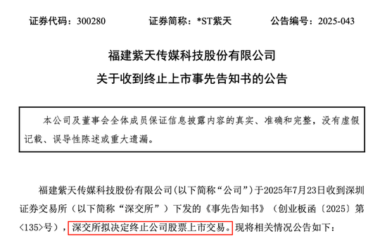 *ST紫天退市！虛增收入近25億元，股價從63元跌至不足3元！