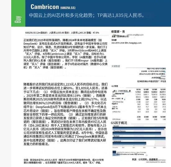 1835元！高盛吹爆寒武紀